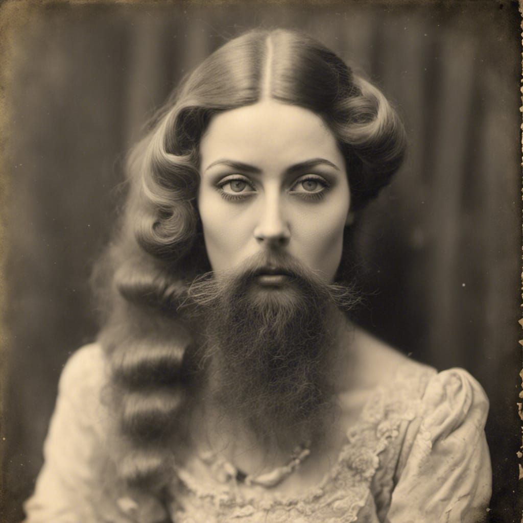 Vintage Freak Show Photo Bearded Lady Ai Generated Artwork Nightcafe Creator