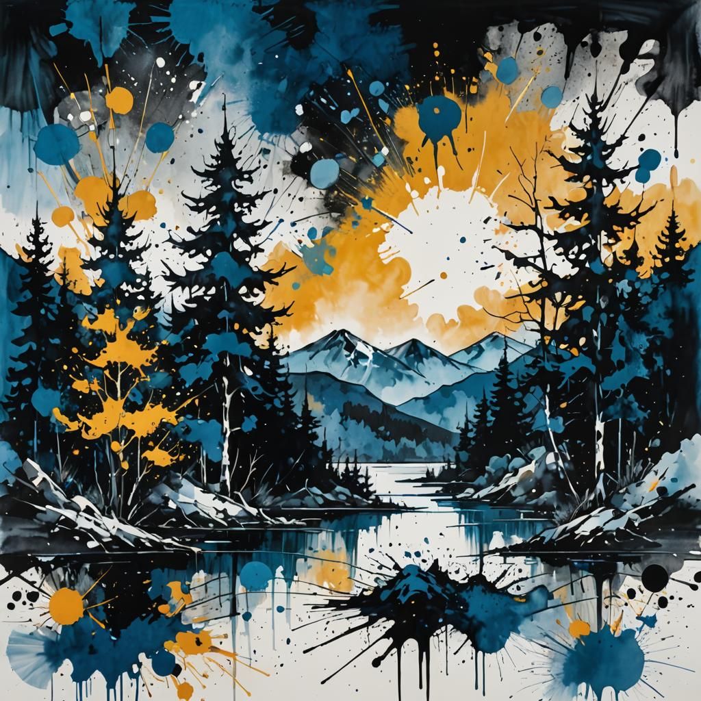 Ink splatter landscape   by @Athena