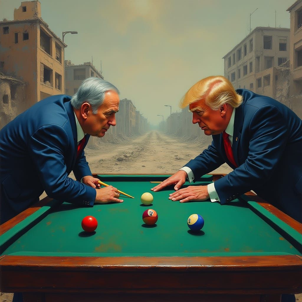 Politicized Snooker Match in a Haunting, War-Torn Landscape
