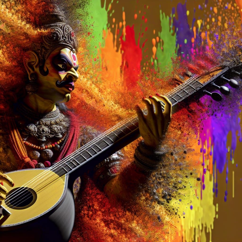 you have to create a image in which ravan is playing his veena, and ...
