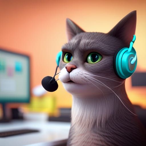 A cat working at a call centre - AI Generated Artwork - NightCafe Creator