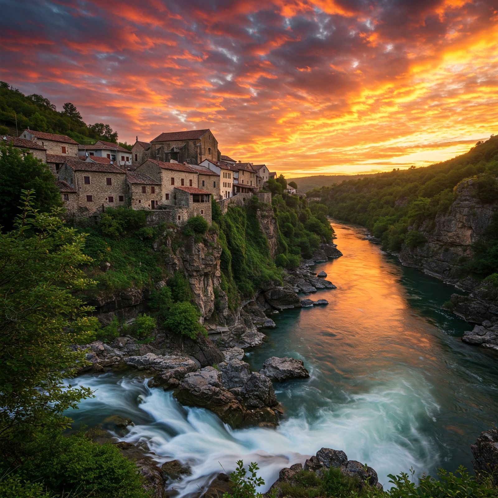 Small village on a cliff