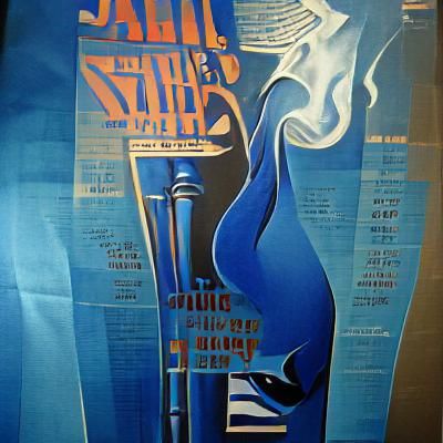 Vintage American Jazz poster, Blue and Silver, Chicago