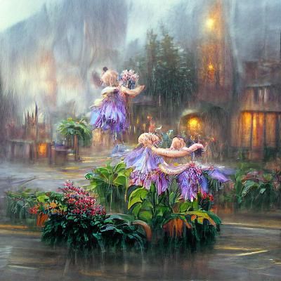 flowers dancing in the rain