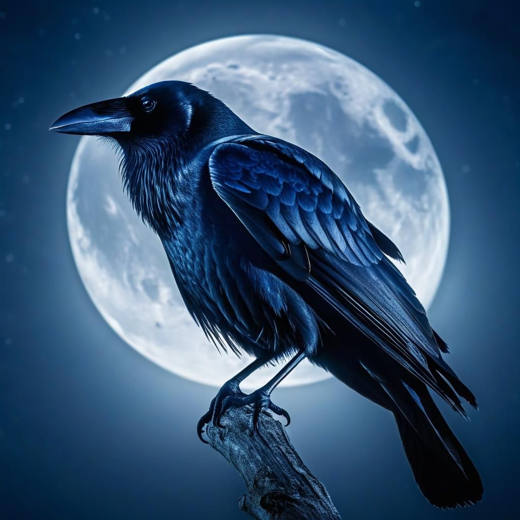 Raven in the moonlight.