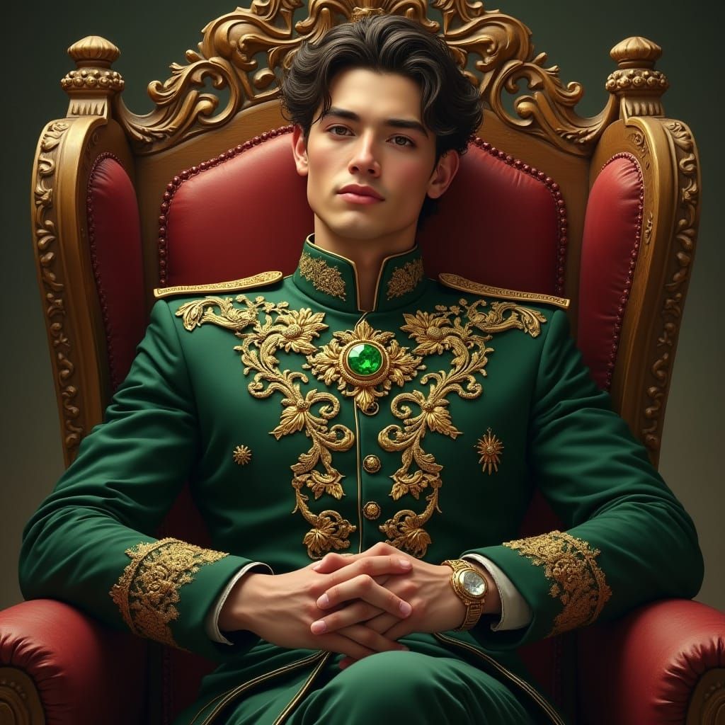 Regal Man in Embroidered Jacket