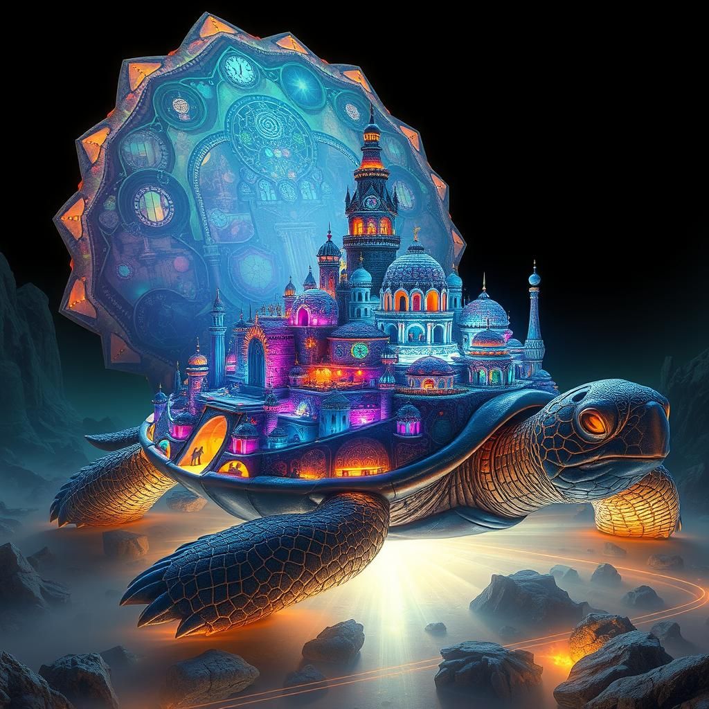 Glowing Turtle City: Fantasy Concept Art