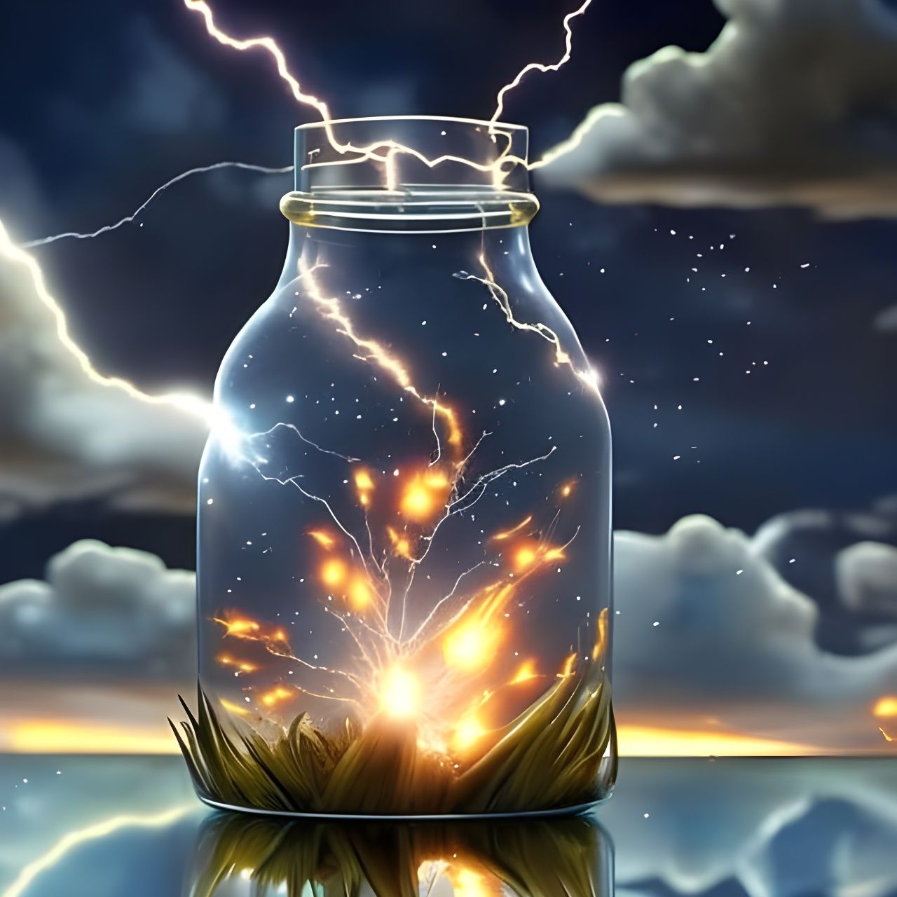 "centered close-up macro photo of lightning fantasy electric...