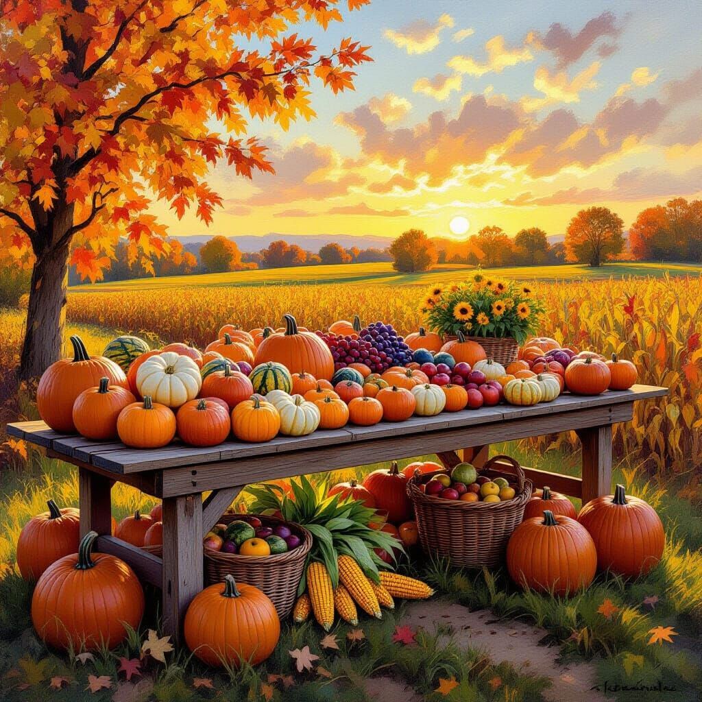 A festive harvest table set under the autumn sky  by @BACHELARD