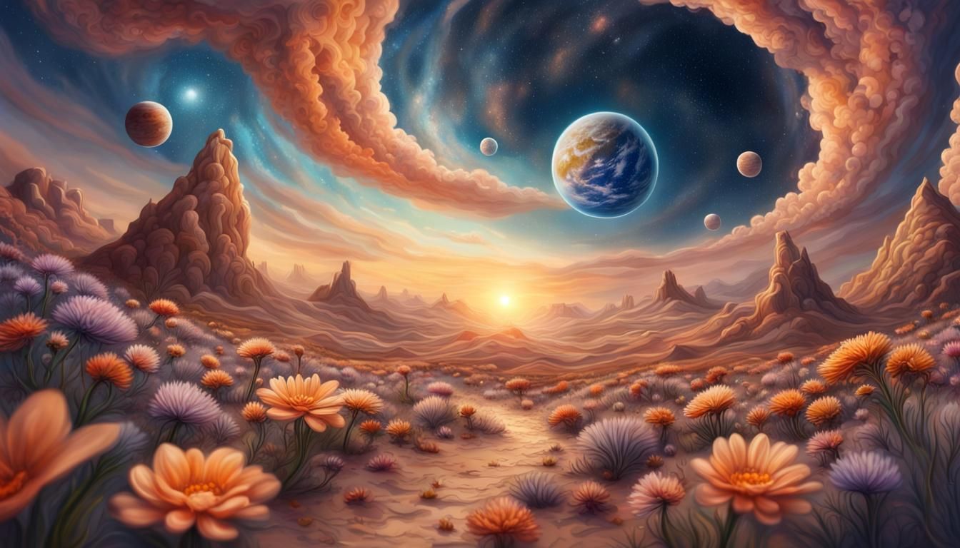 planets above a desert  by @skeller