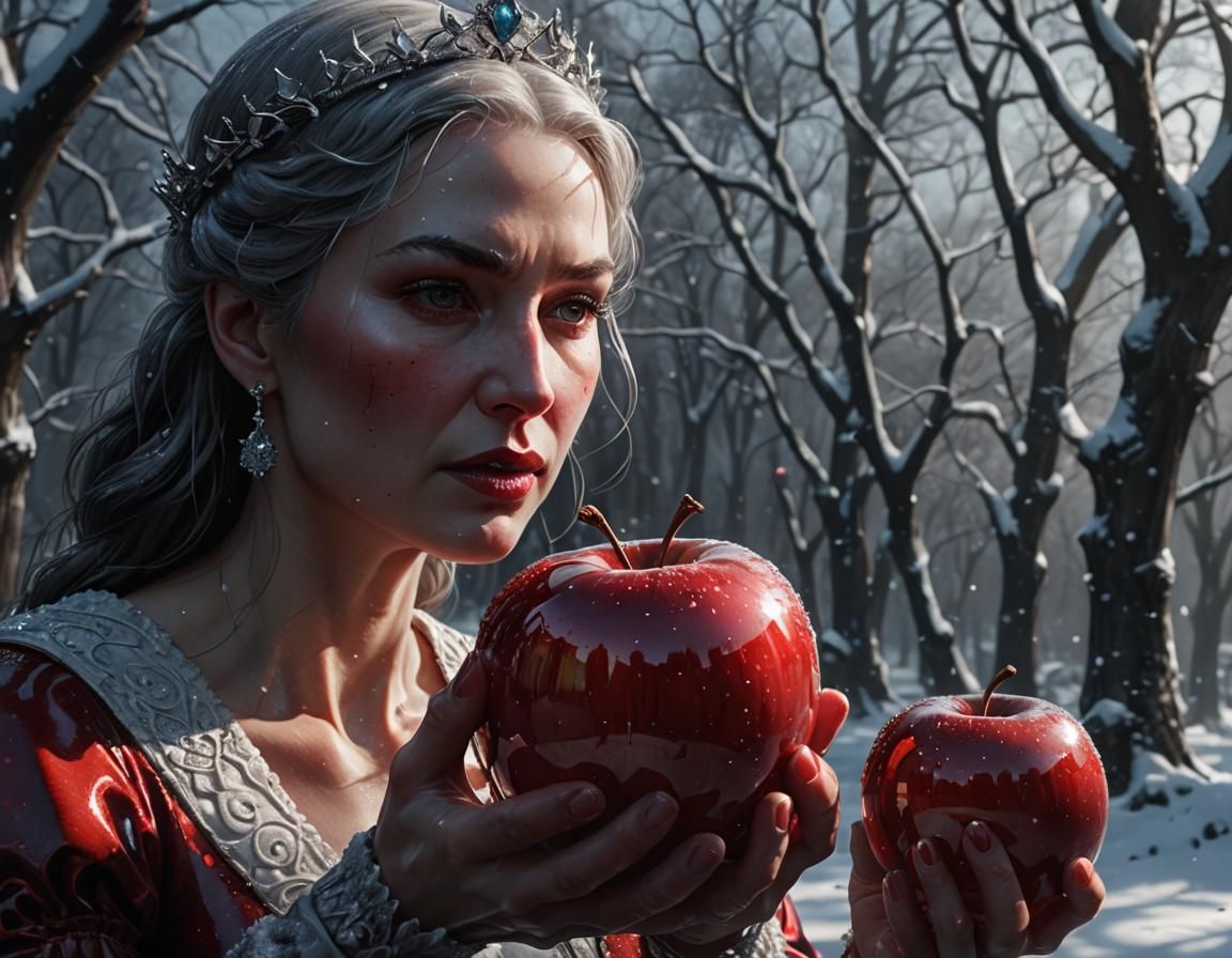 Now, turn red. Tempt Snow White to make her hunger for a bit...
