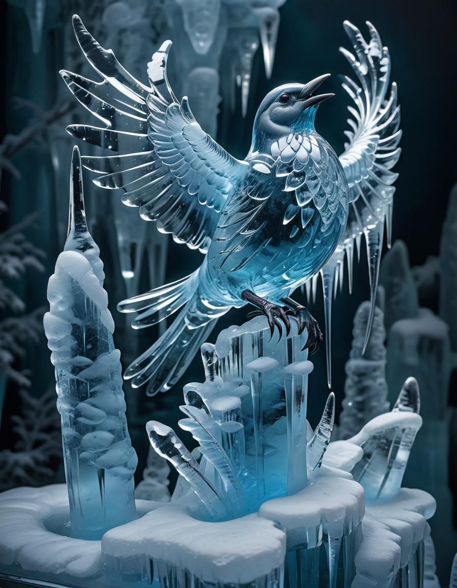 Icicle Bird Sculpture ❄️  by @KBunny001