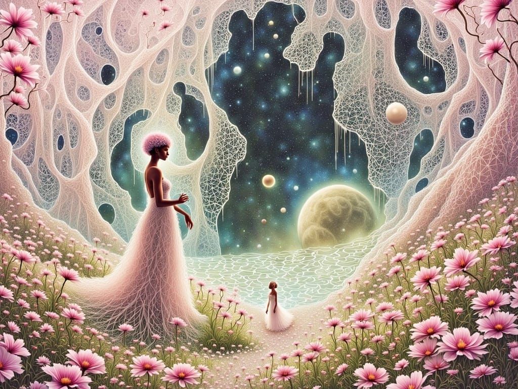 <lora:Flowing Root Lines:1.0> EXQUISITE UNCLARITY Softly glowing moonlit dewy forest, delicate water droplets suspended in the air, giant de...