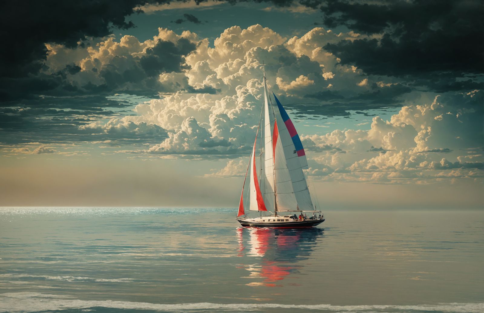 a sailing boat on the ocean, 8k resolution detailed painting Flickr oil ...