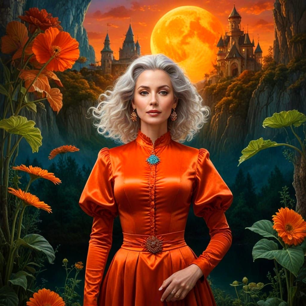 Surrealistic Portrait of a Charismatic Lady in a Fantastical...