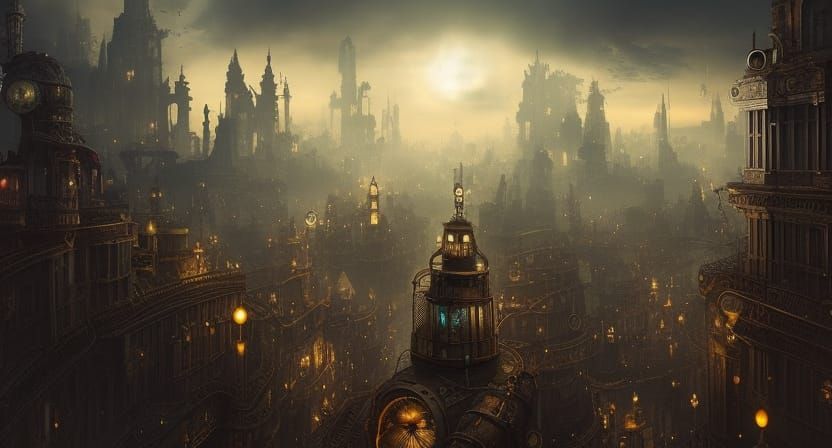 Fog in the Steampunk City - AI Generated Artwork - NightCafe Creator