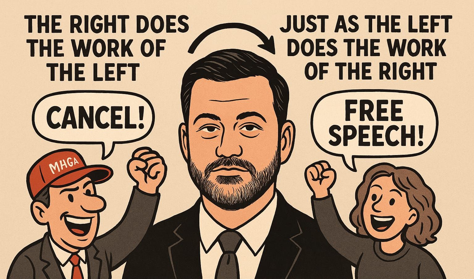 The right and the left, locked in their theatrical struggle,...