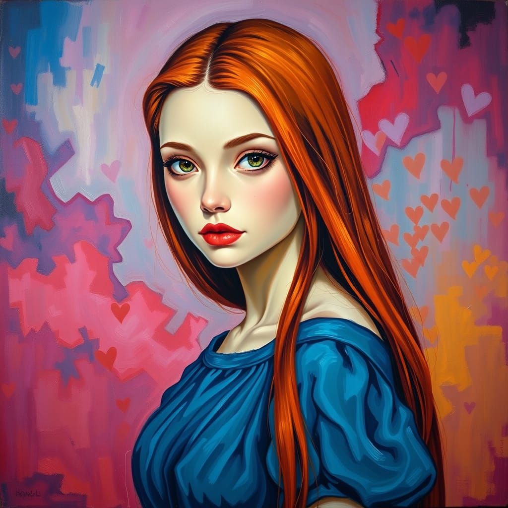 Enchanting Neo-Impressionist Woman in Love