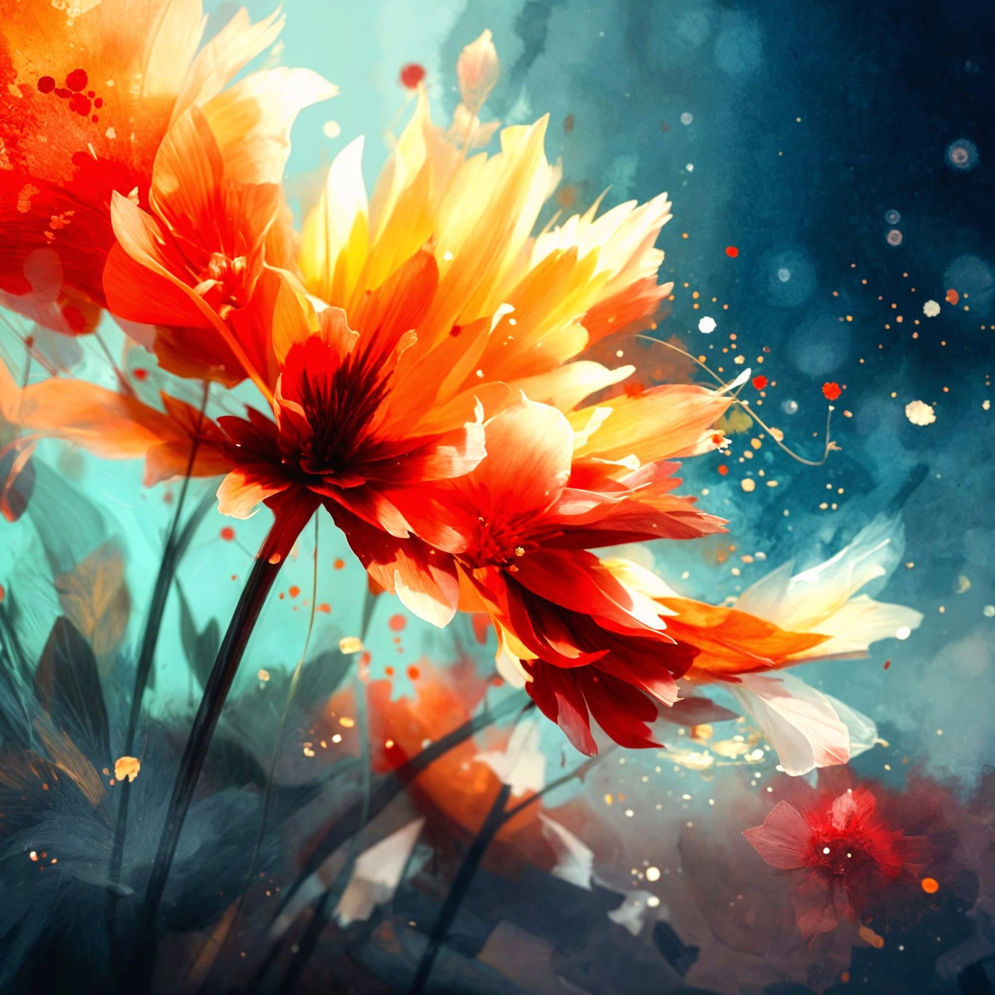 Floral Design, texture and grunge, visible brush marks, contemporary [HiDream I1 Dev]