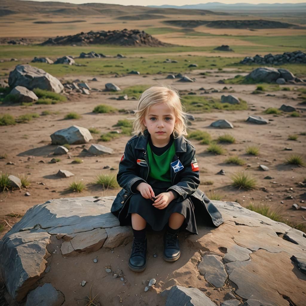 Girl with Israeli Flag: Matte Painting