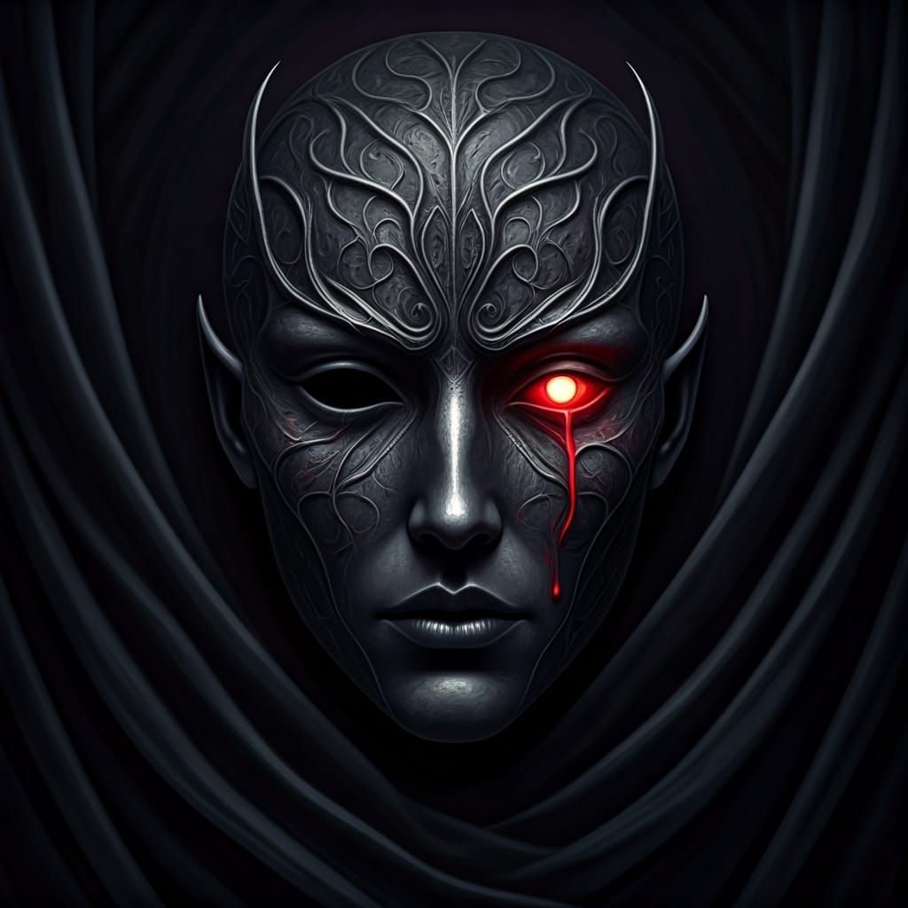 Drow Goddess Mask: Sacred Symbol in Dark Fantasy S... - AI Art