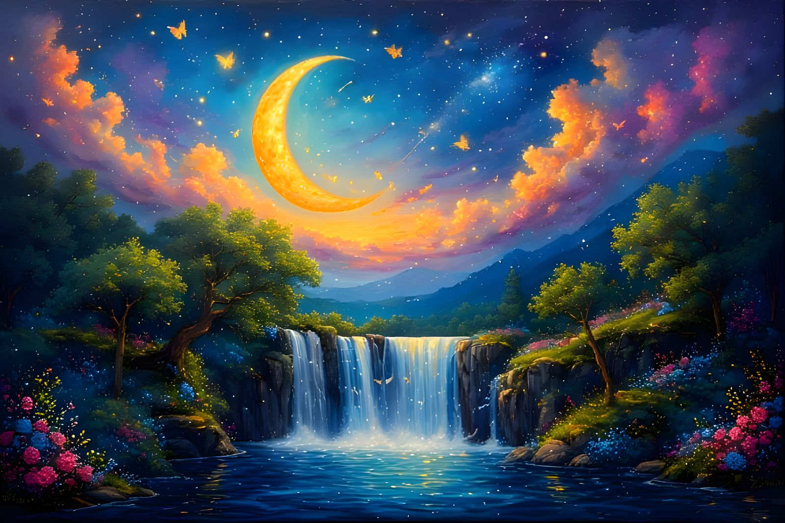 Surreal moon and landscape