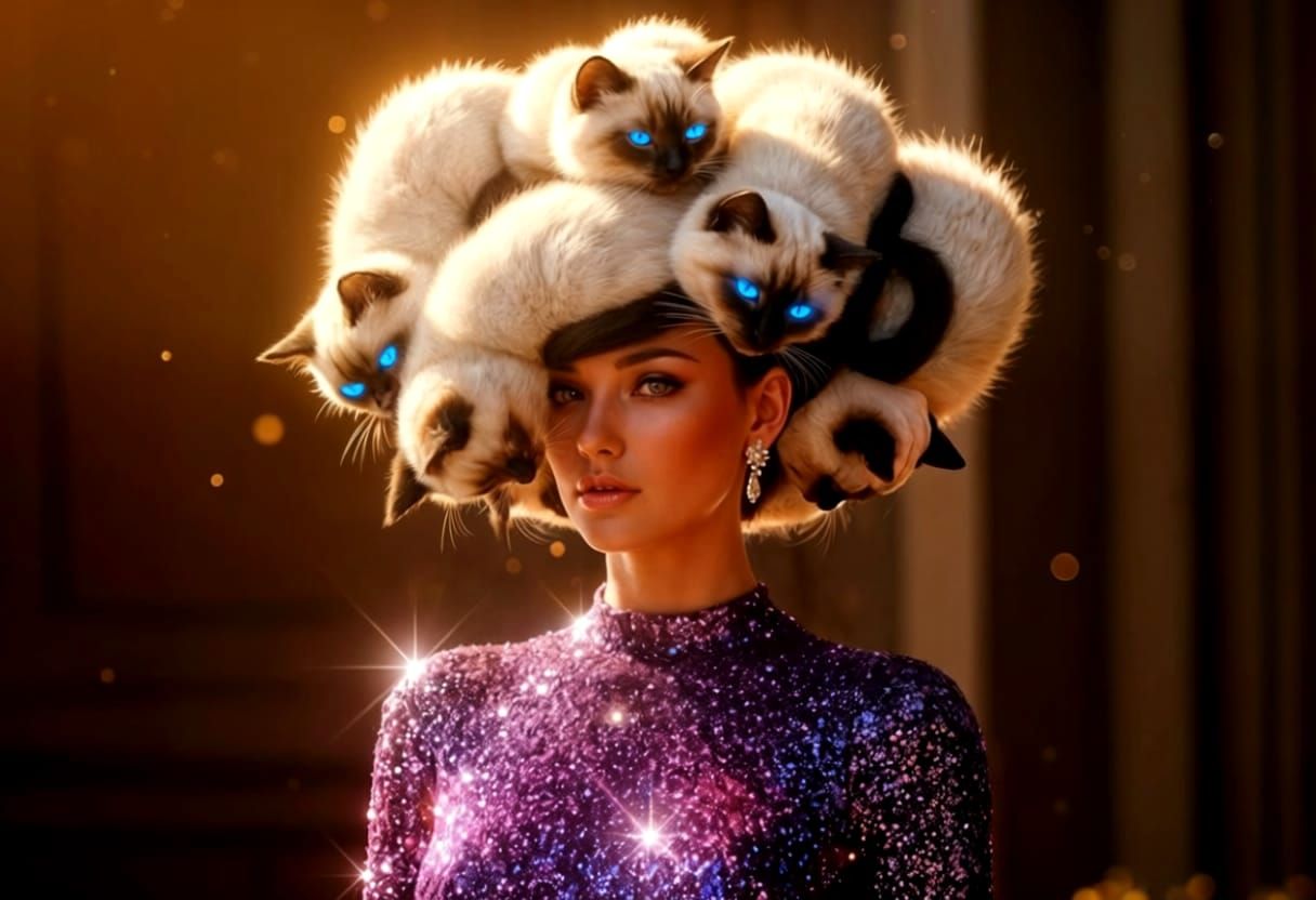 Change the color of the Eyes of only the cats into blue.