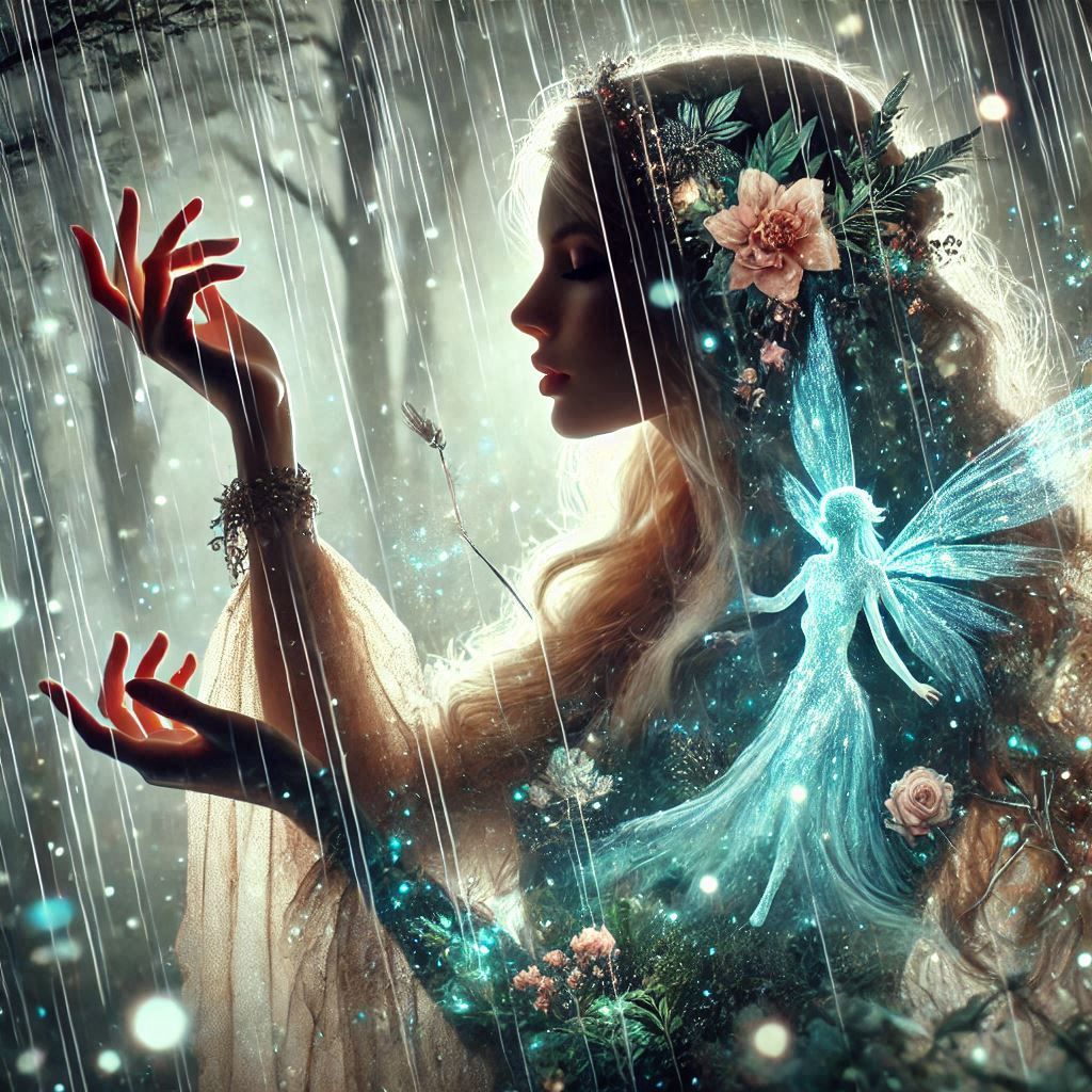 double exposure beautiful fantasy DALL-E 3 portrait landscape..