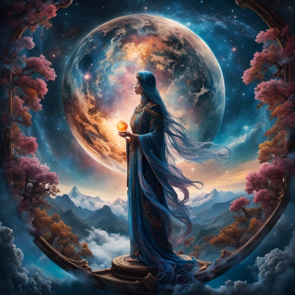  <lora:DreamyUniverse:1.0> The celestial gaze of deity