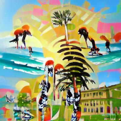 Surf Dudes Bondi beach palm trees summer sun beautiful artwo...