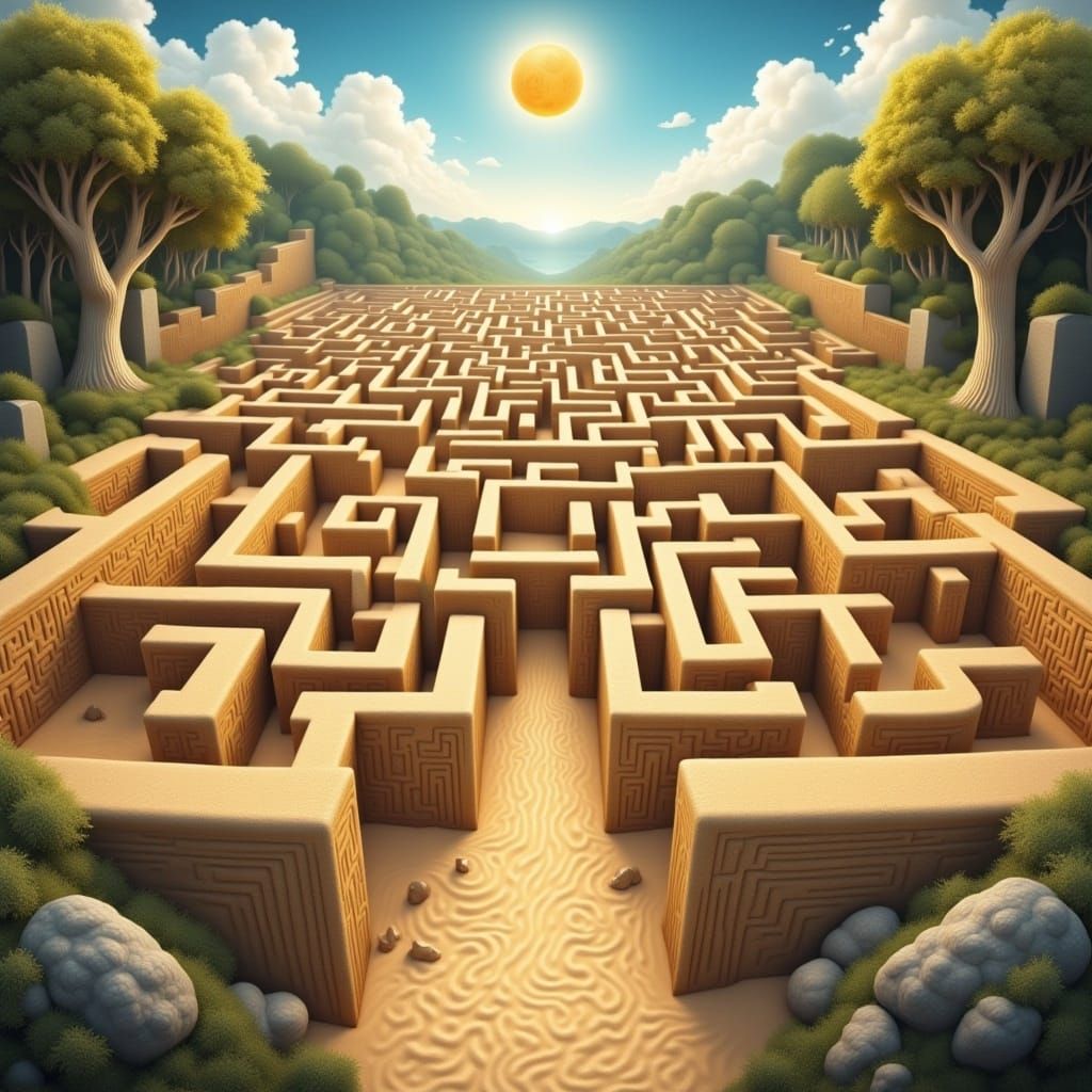 <lora:Flux Maze:1.0> sand maze