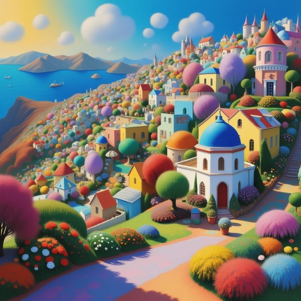 <lora:DAYDREAM MEADOWS:1.0> Santorini