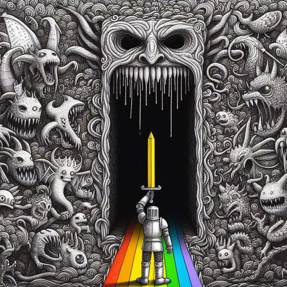 doodle knight at the gate of scribble abominations