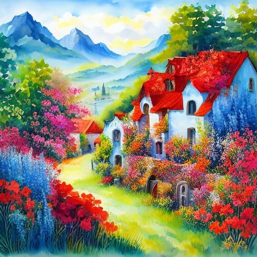 <lora:WatercolorSD15:1.0> Secret flower garden