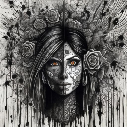 <lora:ZenDoodles:1.0> Zendoodles/Zentangle/Doodles Ink Drips 