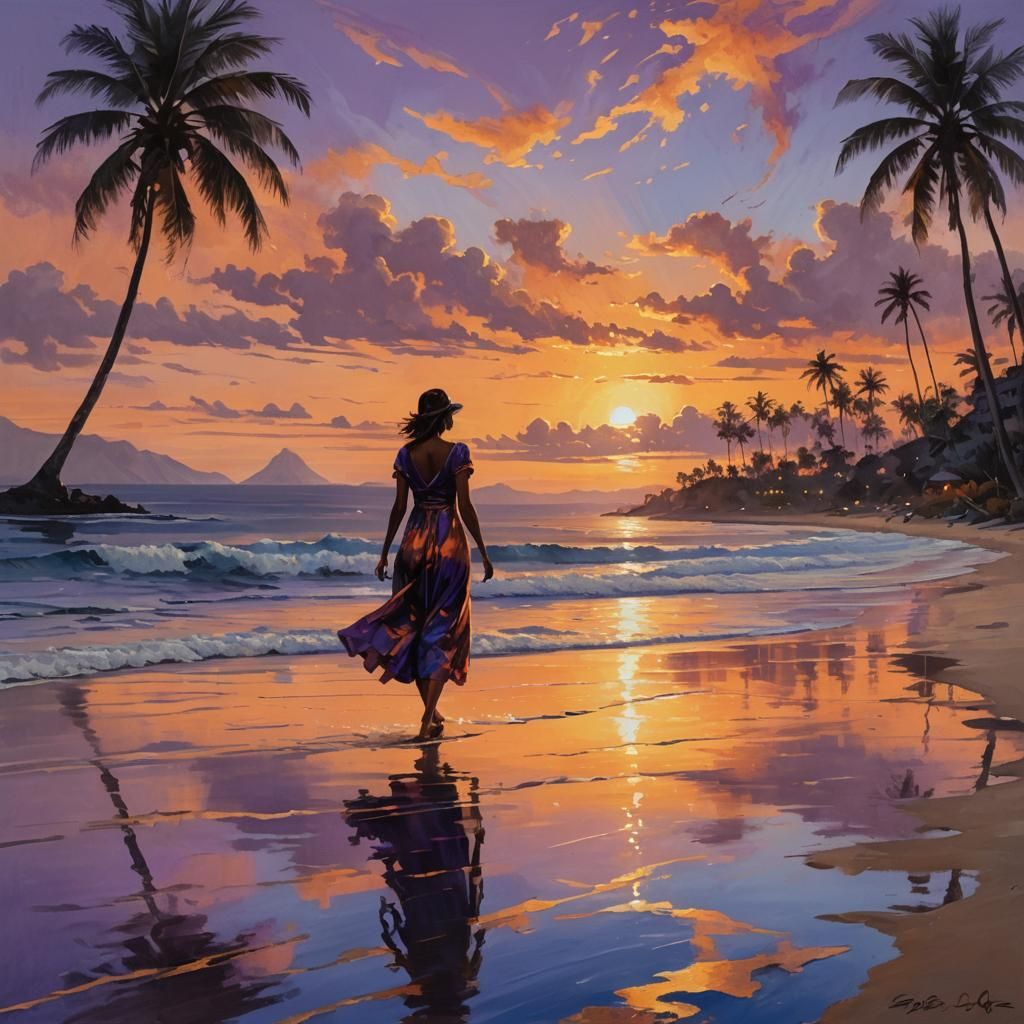 sunset scene over a subtropical bay.  by @undefined