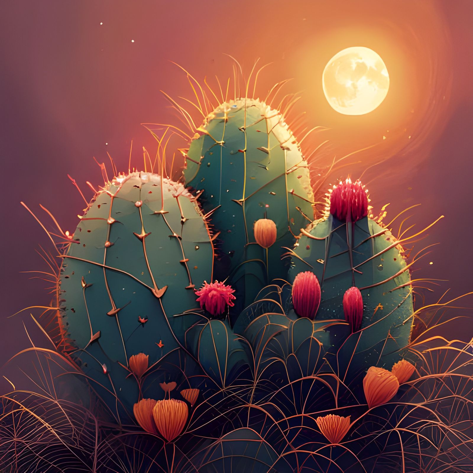 Moon Cactus - AI Generated Artwork - NightCafe Creator