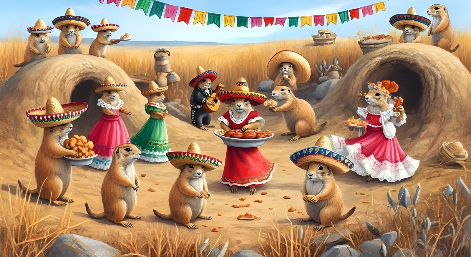 Prairie Dog Sombrero Fiesta  by @Gary Murakami
