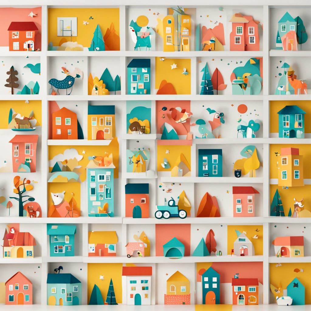 Colorful Paper Cutout Children's Room