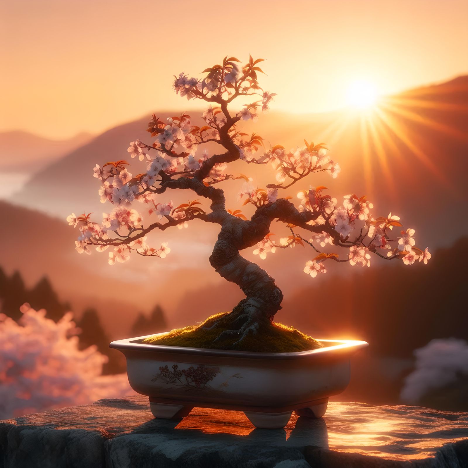 Bonsai at Sunrise
