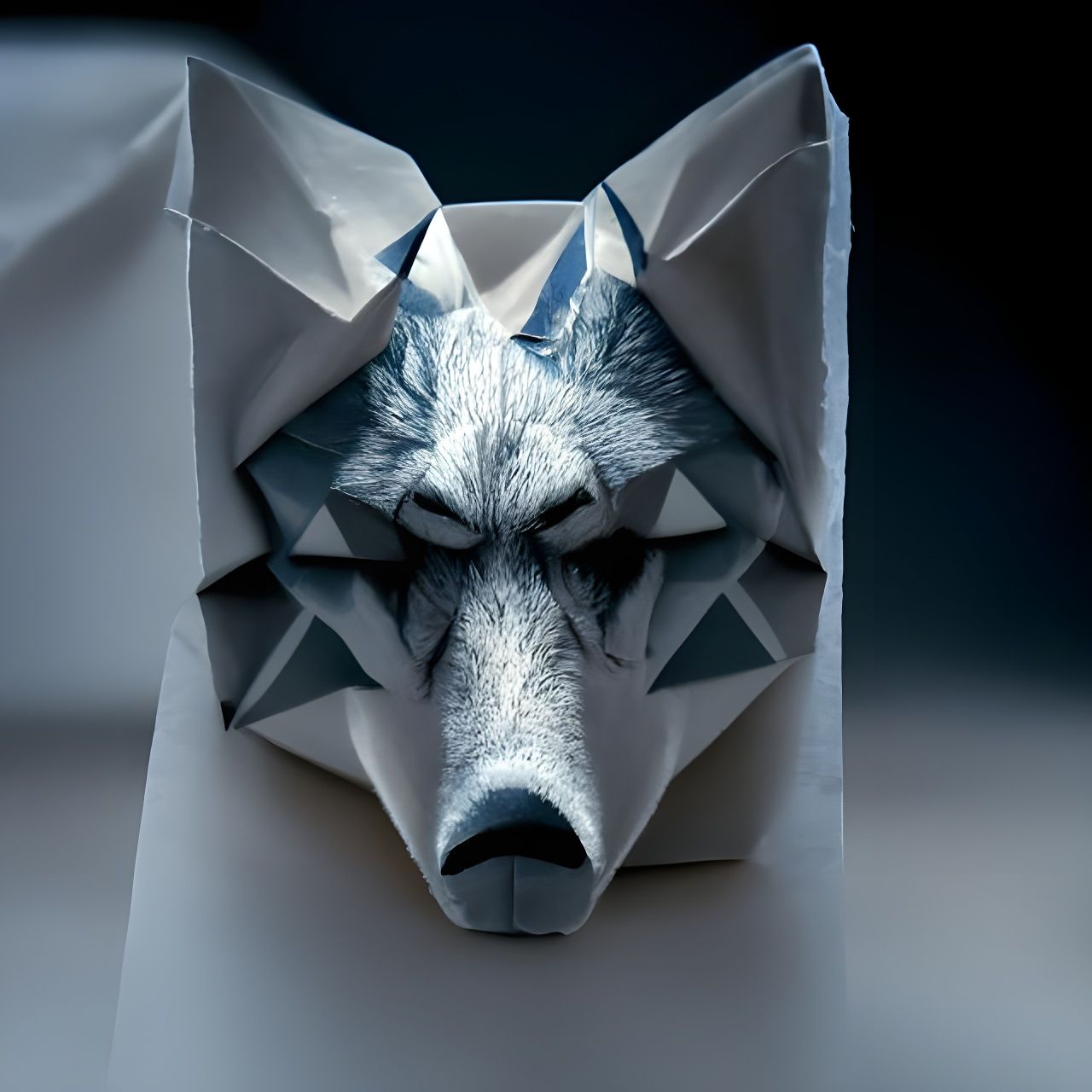 origami wolf face