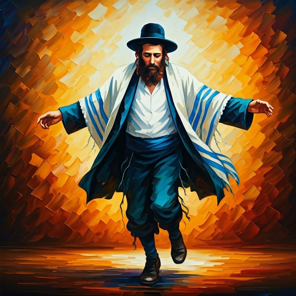 Joyful Jewish Dance in Neo-Expressionist Style