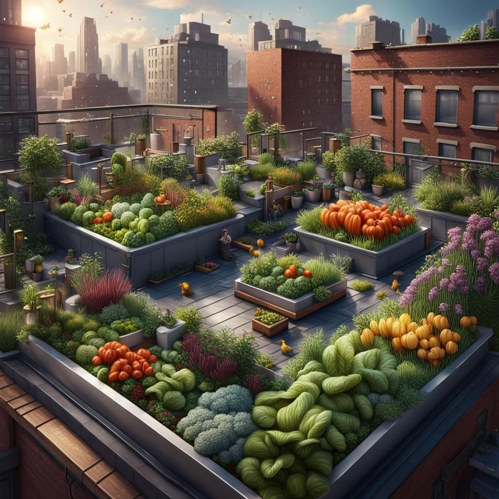 Urban rooftop garden