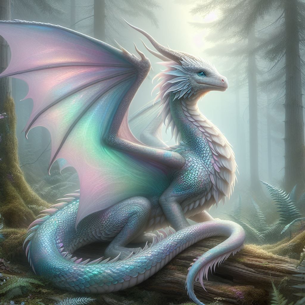 Pastel photorealistic dragon