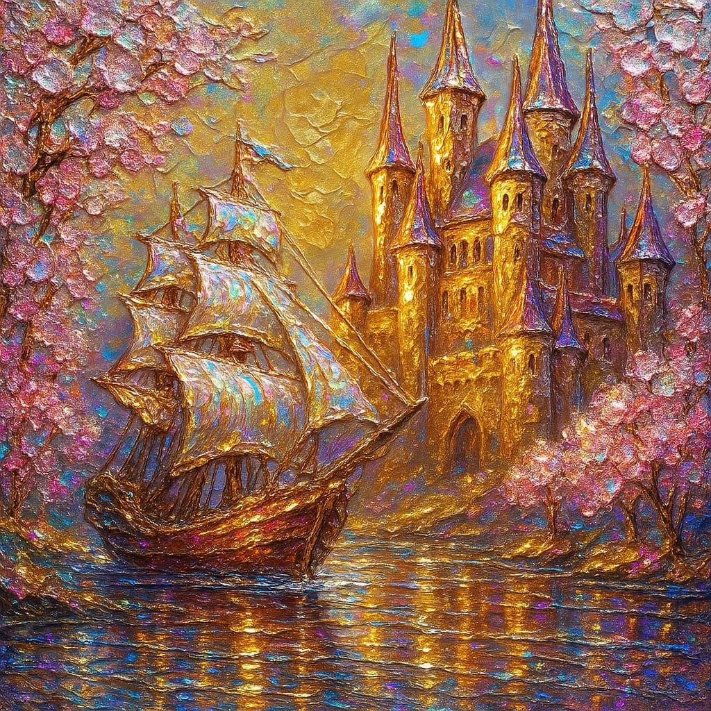 ספינה ליד הטירה. אומנותי