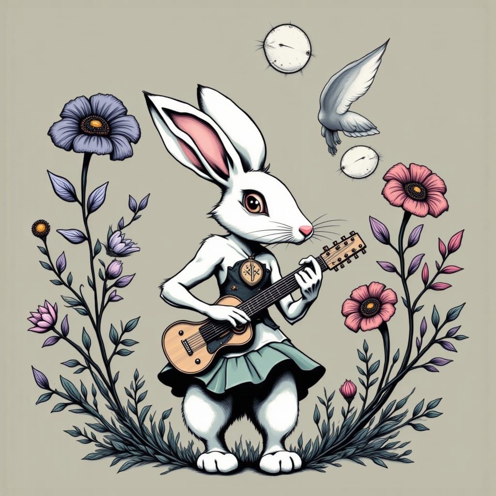  <lora:Bad Bunny:1.3><lora:Deco Surreal:1.0> "White Rabbit"