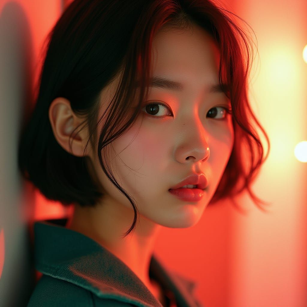 Korean Portrait Photography with Film Grain and Soft Focus