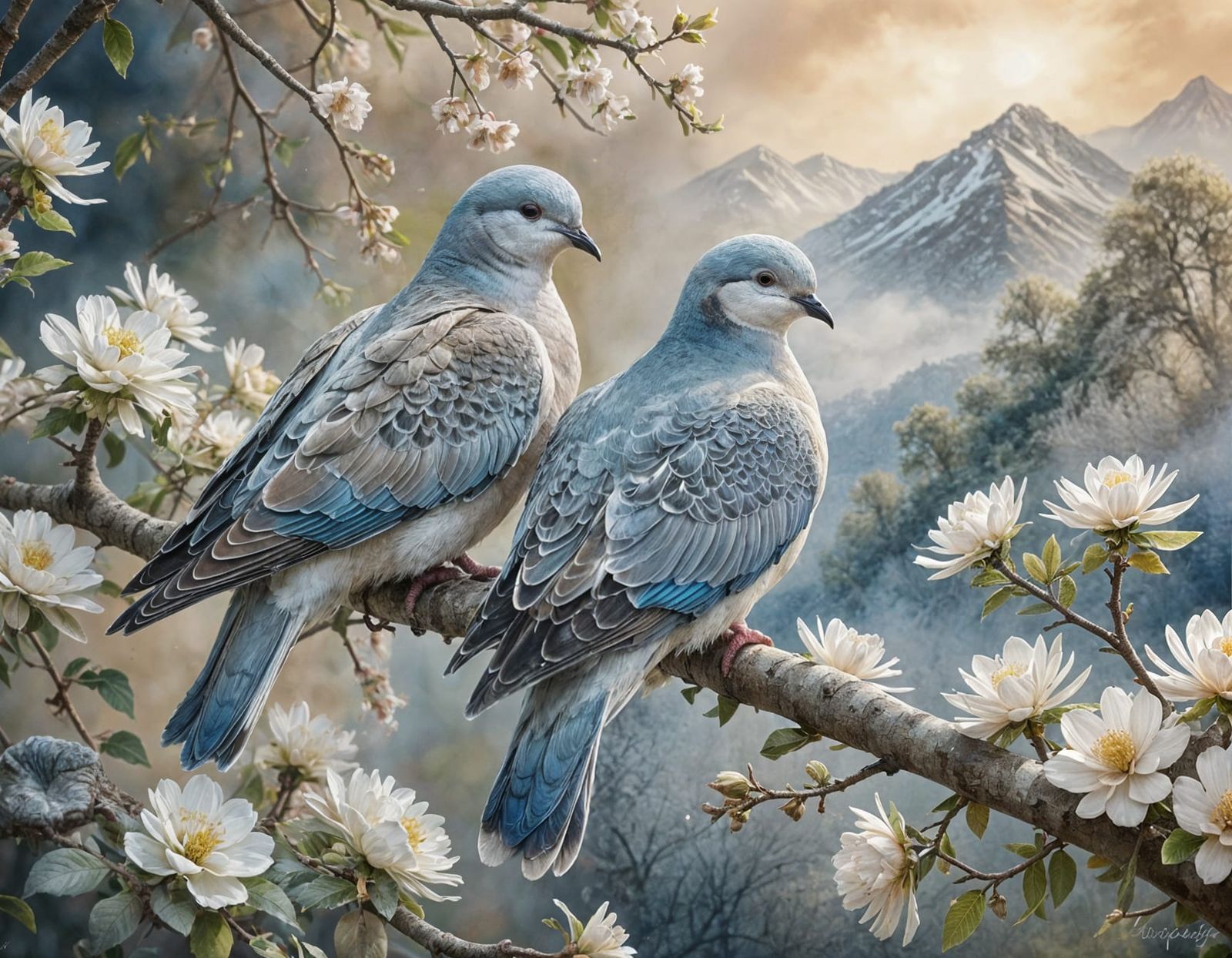 A pair of dove watching quietly the horizon   by @Dreamer in Hell