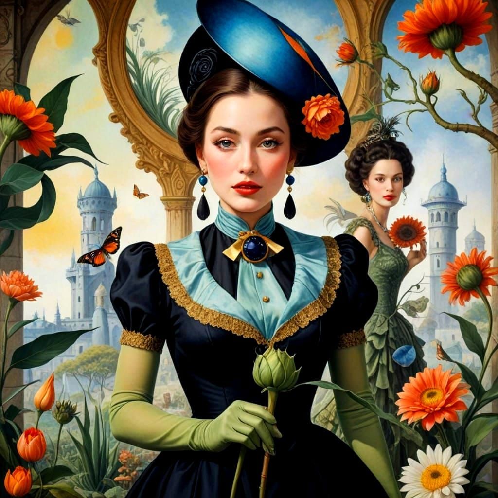 Surrealistic Ladies in Vibrant Fantasy Landscapes