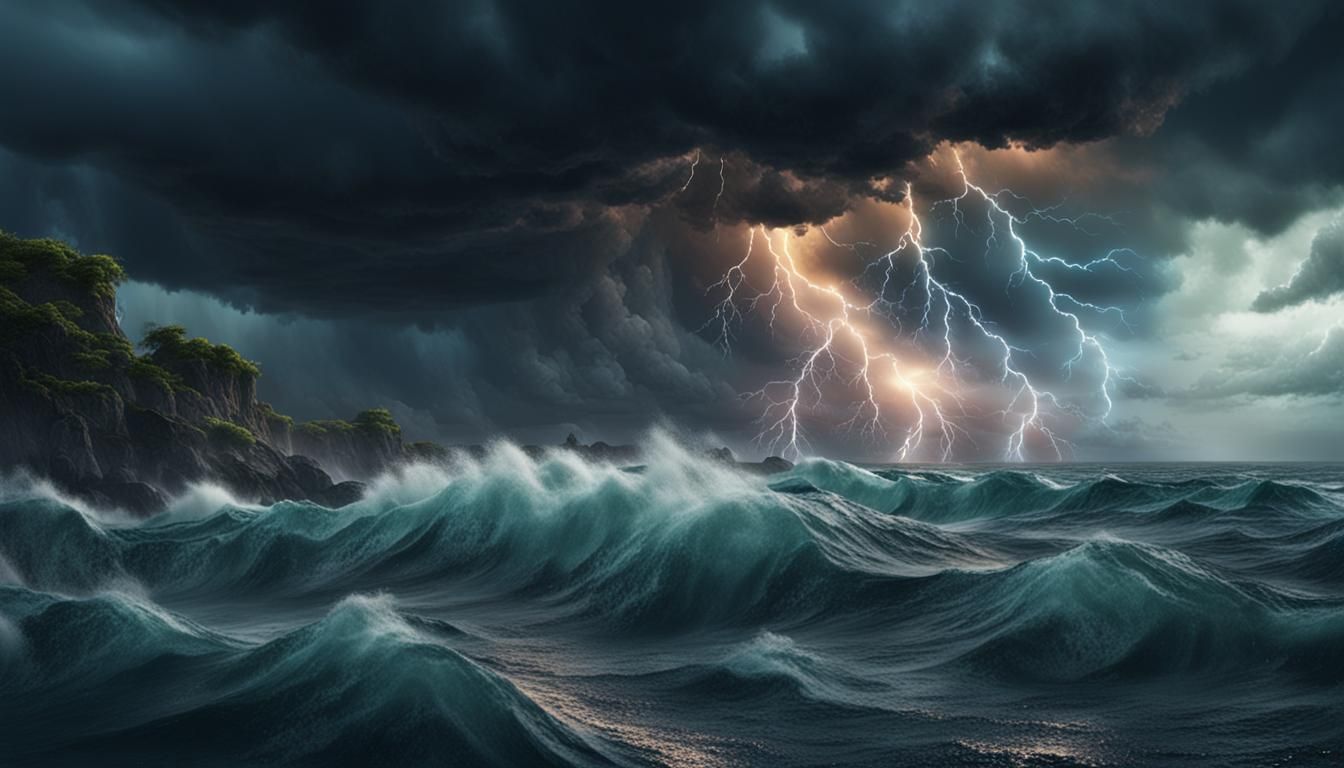 thunderstorm over ocean